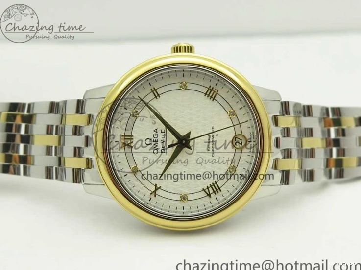 0523 Attractive De Ville Prestige Ladies 32.7mm SS MKF 1:1 Best Edition White Dial Roman Markers on SS YG Bracelet MIYOTA 7965
